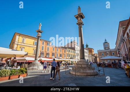 Colonne veneziane in Piazza del popolo, Ravenna, Emilia-Romagna, Italia Foto Stock