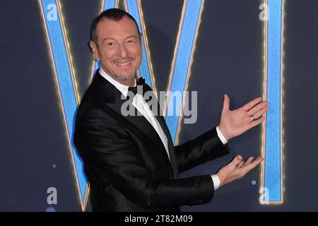 Roma, Italia. 17 novembre 2023. Amadeus partecipa al tappeto blu per la prima del film Disney Wish allo Space Cinema Modreno. Credito: SOPA Images Limited/Alamy Live News Foto Stock