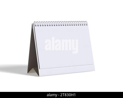 Sfondo bianco calendario da scrivania e tinta unita per un rendering 3D realistico con texture calender Foto Stock