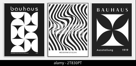 Contiene un set di arte astratta in stile bauhaus, arte moderna decorativa, poster con illustrazione vettoriale. Stampe, Gallery Wall Art Set, Office Wall Art, Illustrazione Vettoriale