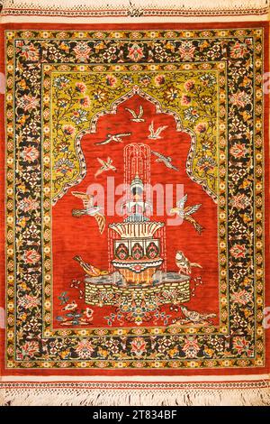 Tappeto in seta motivi, Antalya, Turchia Foto Stock