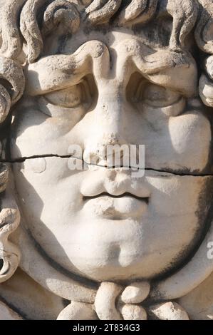 Testa di Medusa, Tempio di Apollo, Didyma, Turchia Foto Stock