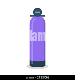 Bombola di ossigeno a pressione. Icona del cilindro di ossigeno dell'idrogeno dell'ospedale del cartone animato del vettore medico. Illustrazione Vettoriale