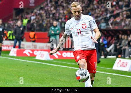 Varsavia, Polonia. 17 novembre 2023. Kamil Grosicki durante la partita di qualificazione A UEFA EURO 2024 tra Polonia e Repubblica ceca, Polonia, il 17 novembre 2023 (foto di Michal Dubiel/SIPA USA) credito: SIPA USA/Alamy Live News Foto Stock