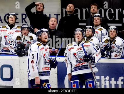 HV71 vs. Linköping hockey club, Kinnarps arena, Jönköping, Svezia. Foto Stock