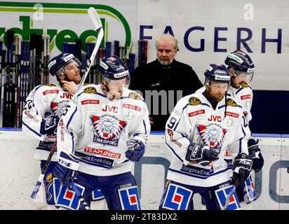 HV71 vs. Linköping hockey club, Kinnarps arena, Jönköping, Svezia. Foto Stock