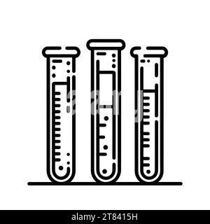Icona provette per analisi. Un set di tre provette per analisi, con livelli di liquido e bolle. Illustrazione vettoriale Illustrazione Vettoriale
