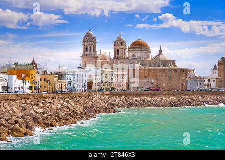 Cadice, vista dalla cattedrale, Andalusia, Spagna Foto Stock
