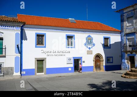 Esterno del Museo degli arazzi, di Arraiolos, del tappeto Portugal An Arraiolos, dell'arazzo Arraiolos, del tappeto Arraiolos o del tappeto di ricci portoghese (in portoghese Foto Stock