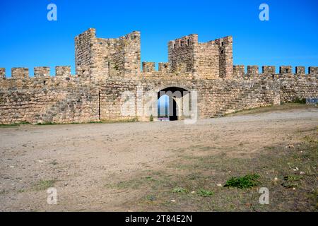 Castello medievale, Arraiolos, Alentejo, Portogallo. visto dall'interno del battaglione Foto Stock