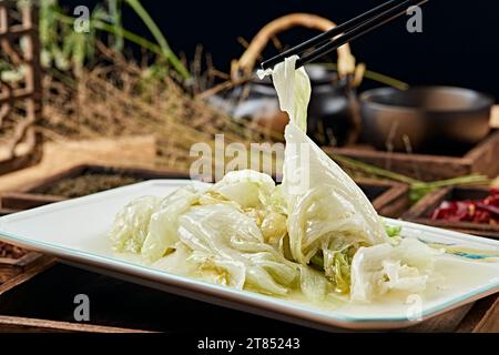 ）Lattuga （saltata in padella in stile cinese Foto Stock
