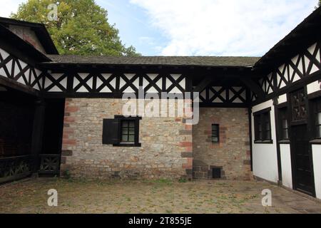 Bad Homburg, Germania 14 ottobre 2016: Il Saalburg è un forte romano situato sulla cresta principale del Taunus, a nord-ovest di Bad Homburg, Assia, Germania Foto Stock