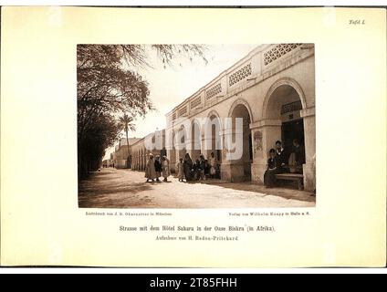 Johann Baptist Obernetter piatto I.. - Strasse con il Sahara Hôtel nell'Oasis Biskra (in Africa). Stampa leggera, su una scatola sotterranea intorno al 1888 Foto Stock