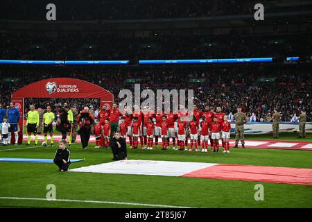 LONDRA, INGHILTERRA - 17 novembre: Formazione della squadra di Malta durante la partita di qualificazione europea A UEFA EURO 2024 tra Inghilterra e Malta allo Stadio di Wembley Foto Stock