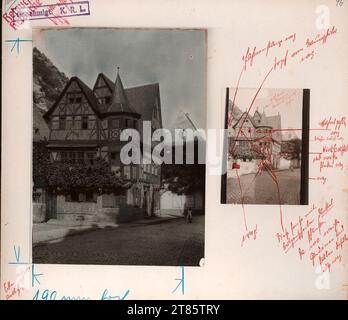 Dr. Erwin Theodor Quedenfeldt Fachwerkhaus a Bacharach am Rhein. Del XVII secolo. Esempio particolarmente bello di tipo diffuso. Carta gelatina d'argento, ritocco, sulla scatola 1915 , 1915 Foto Stock