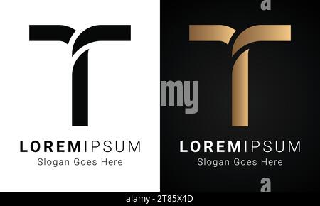 Design con logo lettera di testo monogramma Luxury Initial T. Illustrazione Vettoriale