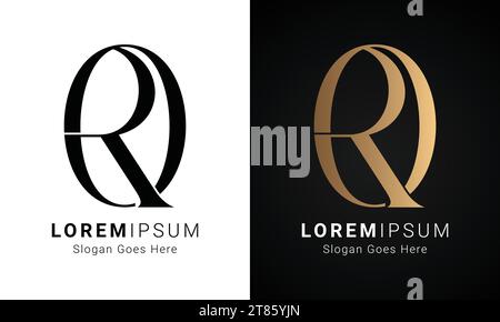 Luxury Initial RO o O monogramma Text Letter Logo Design Illustrazione Vettoriale