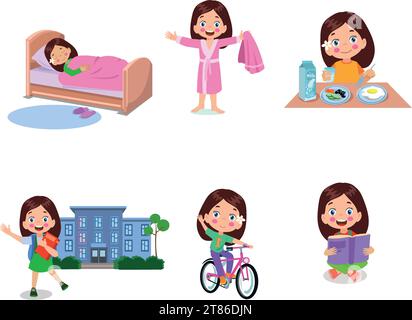 Routine quotidiana dei bambini illustrazione vettoriale Immagine e  Vettoriale - Alamy