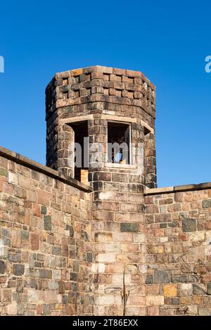 Walls of the Jackson Historic Prison, aperta nel 1839, a Jackson, Michigan. Foto Stock