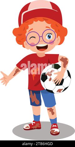 Illustrazione educativa per bambini che insegna gli opposti di pulito e sporco. Illustrazione vettoriale Illustrazione Vettoriale