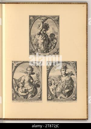 Hendrick Goltzius (incisore) Bacchus; Venere e amor; Cerere. Stampa con incisione in rame intorno al 1595 Foto Stock