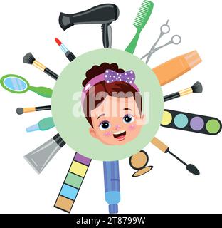 Set di icone di design piatto per bellezza e cosmetici Illustrazione Vettoriale