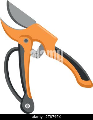 Secateurs potatrice illustrazione vettoriale di acquerello isolata su sfondo bianco. Cesoie per potare, potatrici manuali da giardino, forbici per potare, forbici da giardino. Illustrazione Vettoriale