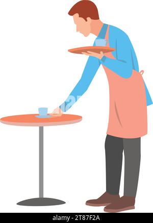 Ritratto di un uomo che beve caffè in una caffetteria all'aperto Illustrazione Vettoriale