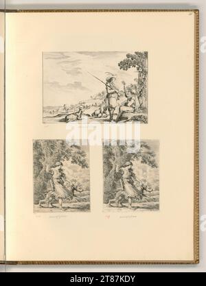 Stefano della bella (Ausführende r Künstler in) caccia fiorentina; giovane donna con cane. incisione 1630-1664 , 1630/1664 Foto Stock