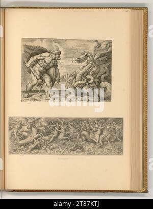 Marco angolo del Moro (incisore) Ercole e l'Idra da Lerna; Neptuns Triumph. incisione 1536-1586 , 1536/1586 Foto Stock