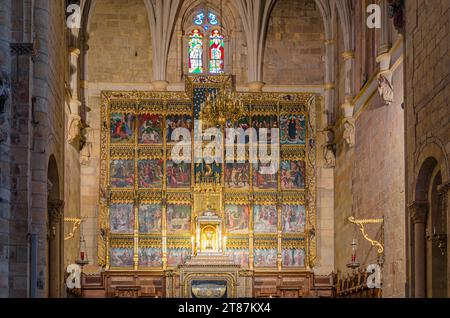 LEON, SPAGNA - 8 MARZO 2014: Interno dell'antica basilica romanica di San Isidro a Leon, Castiglia e Leon, Spagna Foto Stock