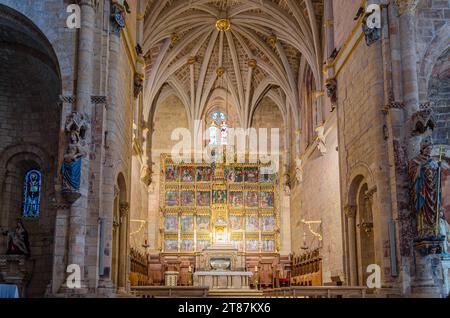 LEON, SPAGNA - 8 MARZO 2014: Interno dell'antica basilica romanica di San Isidro a Leon, Castiglia e Leon, Spagna Foto Stock