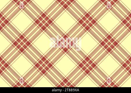 Texture tartan in tessuto a quadri con motivo di sfondo vettoriale senza cuciture nei colori rosso e chiaro. Illustrazione Vettoriale