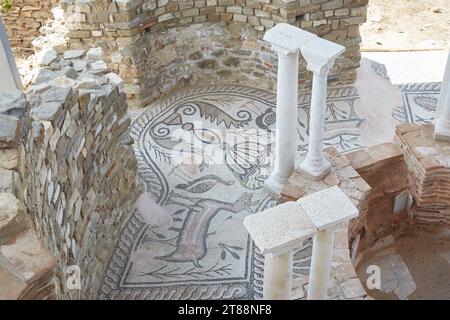 Le antiche rovine di Stobi nella Macedonia del Nord sono note per il suo mosaico ben conservato Foto Stock