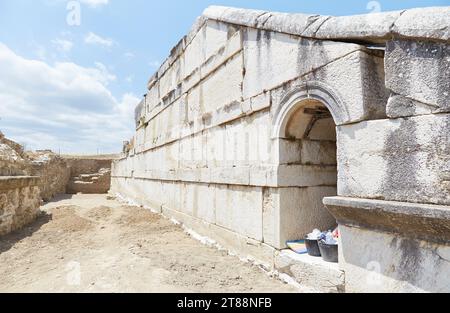 Le antiche rovine di Stobi nella Macedonia del Nord sono note per il suo mosaico ben conservato Foto Stock