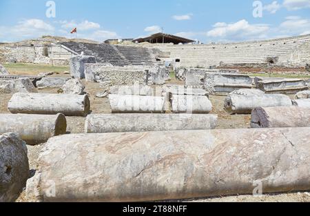 Le antiche rovine di Stobi nella Macedonia del Nord sono note per il suo mosaico ben conservato Foto Stock