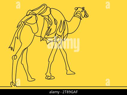 disegno del cammello da una linea continua isolata, vettoriale Illustrazione Vettoriale
