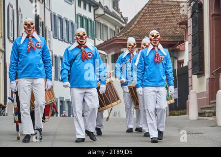 Svizzera, Basilea, dogane, carnevale, città di Basilea, Baselstadt, cantone di Basilea, cortege, larve, maschere, personalizzato Foto Stock