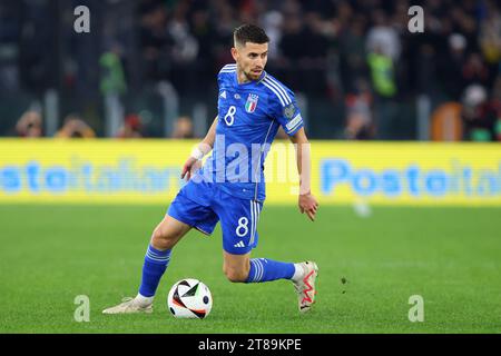 Roma, Italie. 17 novembre 2023. Jorginho d'Italia in azione durante la partita di UEFA Euro 2024, qualificazioni, gruppo C tra Italia e Macedonia del Nord il 17 novembre 2023 allo Stadio Olimpico di Roma, Italia - foto Federico Proietti/DPPI Credit: DPPI Media/Alamy Live News Foto Stock