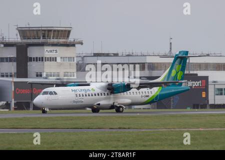 G-CMMK ATR 72-600 Emerald Airlines Aer Lingus Cardiff Airport 18/11/2023 Foto Stock