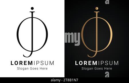 Luxury Initial JO o OJ Monogram Text Letter Logo Design Illustrazione Vettoriale