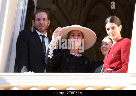 Monaco National Day 2023 MONACO, 19 NOVEMBRE: Principessa Carolina di Hannover, Charlotte Casiraghi, Andrea Casiraghi, partecipare alla giornata Nazionale di Monaco 2023 il 19 novembre 2023 a Monaco, Copyright: XNewsxPicDTCx Royal Monaco Day 1248 Credit: Imago/Alamy Live News Foto Stock