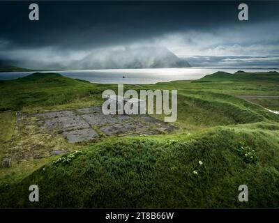 Strutture abbandonate di Adak, Alaska Foto Stock