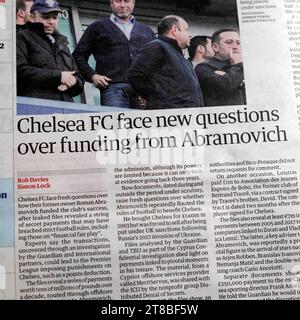 "Chelsea FC Ace New questions over funding from (Roman) Abramovich" Foto Stock