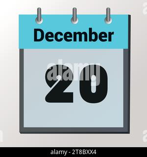 Giorno del calendario, formato immagine vettoriale, 20 dicembre Illustrazione Vettoriale
