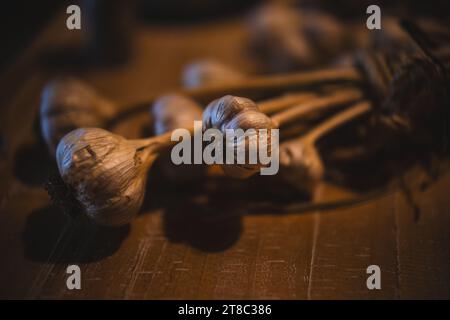 Essiccato spicchi di aglio Foto Stock