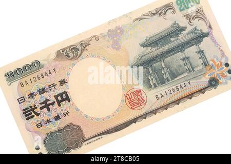 Rara banconota da duemila yen giapponese che non è più in circolazione Foto Stock