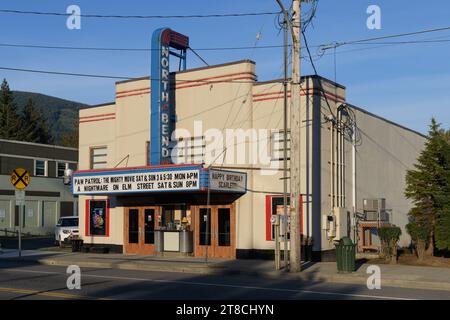 North Bend, WA, USA - 8 ottobre 2023; cinema indipendente a North Bend Washington con classico stile art deco Foto Stock