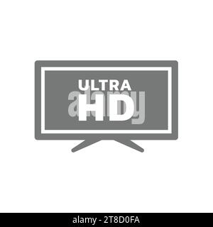 Icona vettoriale dello schermo tv Ultra HD. Risoluzione del monitor televisivo ad alta definizione. Illustrazione Vettoriale