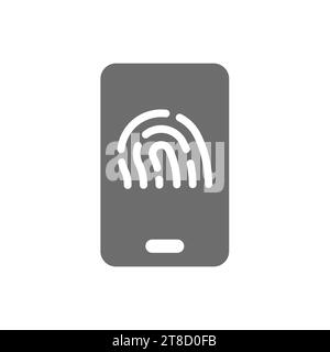 Icona di identificazione dello smartphone e delle impronte digitali. Vettore di accesso per lo sblocco biometrico di telefono e impronte digitali. Illustrazione Vettoriale